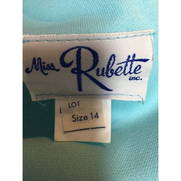 Vintage Miss Rubette Maxi Dress Lace Trim Cape Overlay Blue Size 14 - Picture 9 of 12